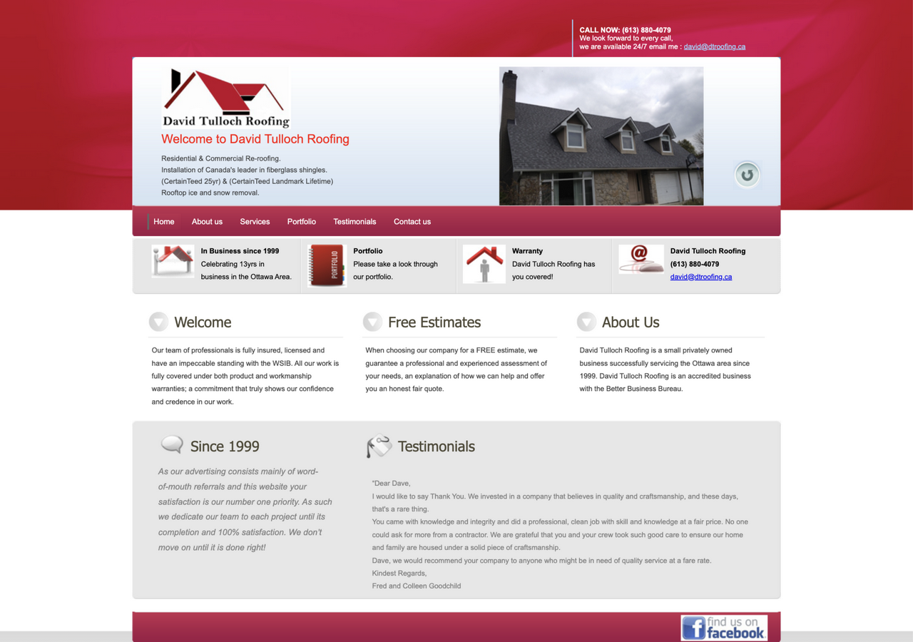 Before: David Tulloch Roofing original website