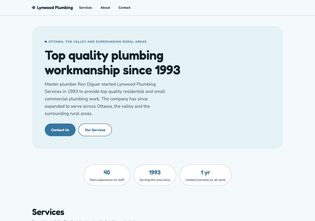 After: rebuilt Lynwood Plumbing website
