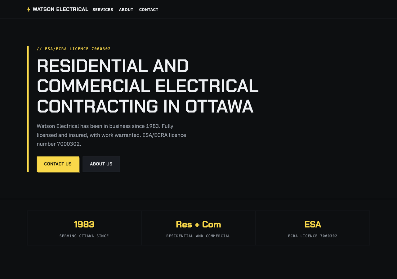 After: rebuilt Watson Electrical website